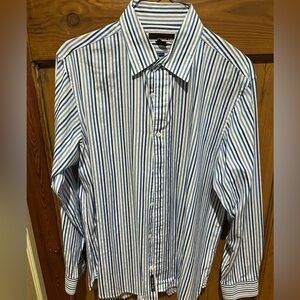 Michael Kors Striped Dress Shirt in Blue and White